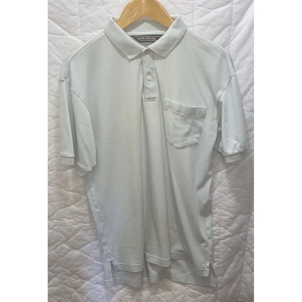 David Taylor Men's Medium Short Sleeve Pullover Sky‎ Blue Polo Shirt
